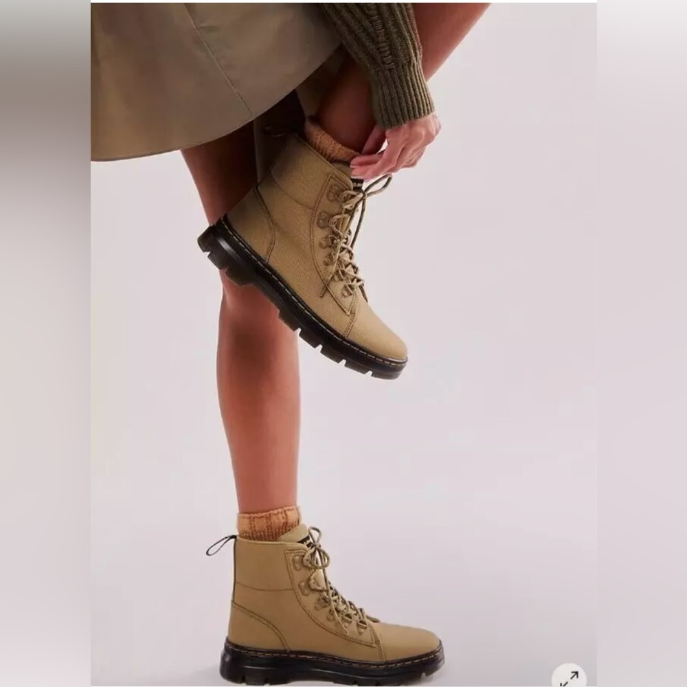 Dr. Martens Muted Olive Combat Boots with Durable Design